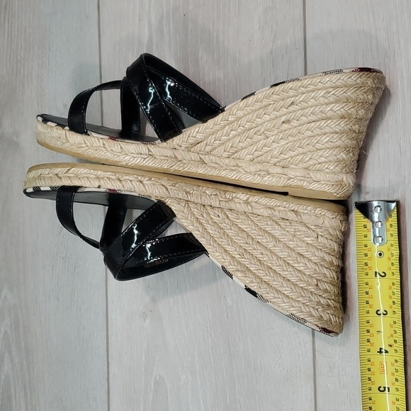 Burberry Womens Leather Logo Print Espadrille Wedge Sandals Shoes sz EU 40/10 - Picture 8 of 13